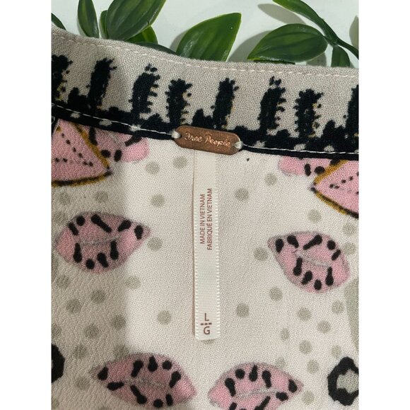 Free People Women’s L Tunic Top Mini Dress Steal The Sun Print Light Pink Boho - Picture 10 of 15